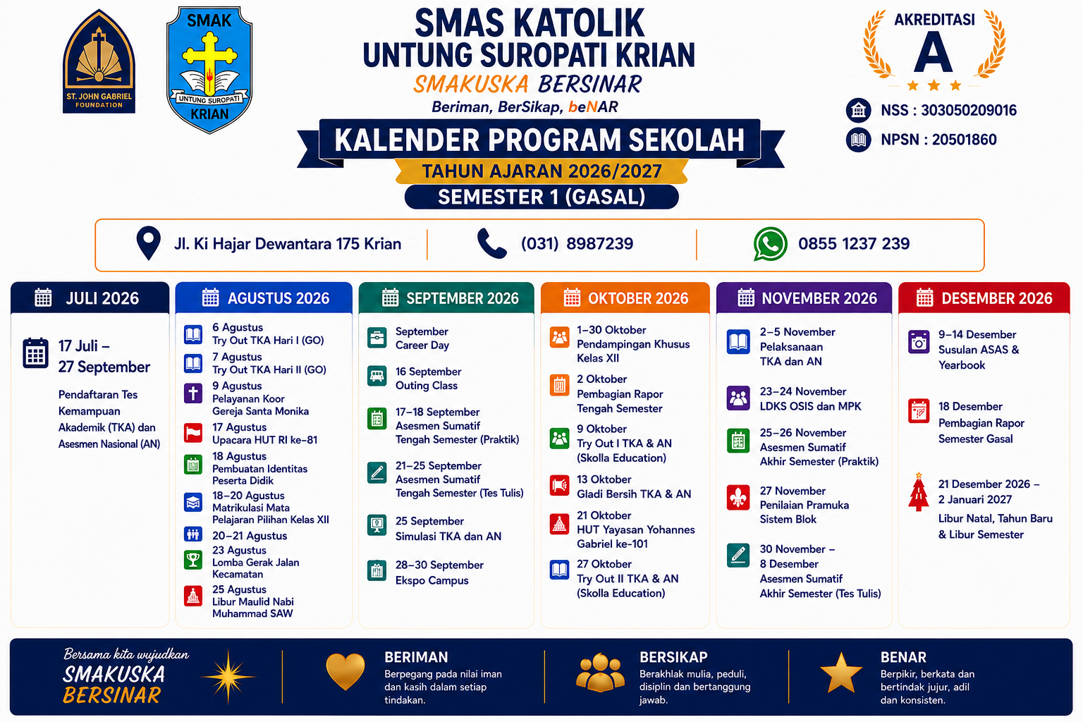 Kalender Akademik Semester 1
